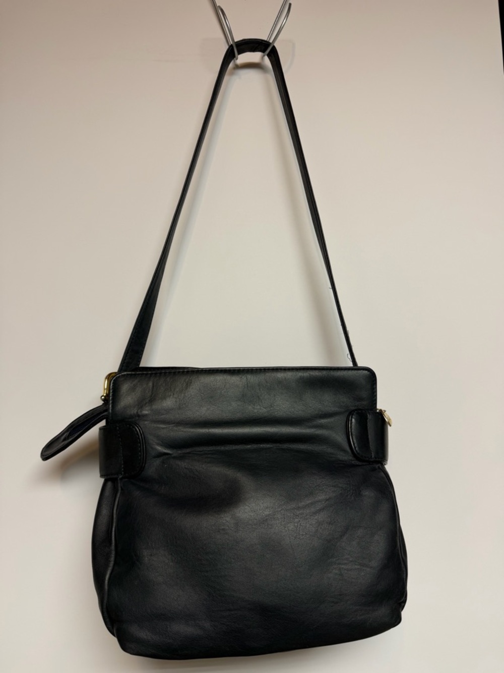 VTG Brio! Genuine Leather Navy Shoulder Bag - Picture 2 of 9